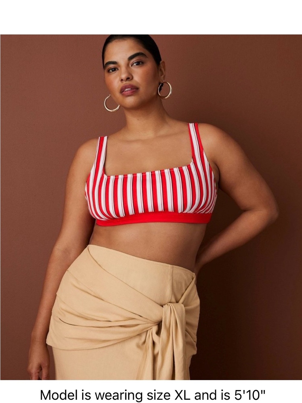 Target Red and White Striped Square Neck Crop Top